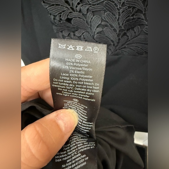 Hobbs London Black Dress With Lace Insert Sz 12 Office Business Party Holiday - Picture 6 of 9